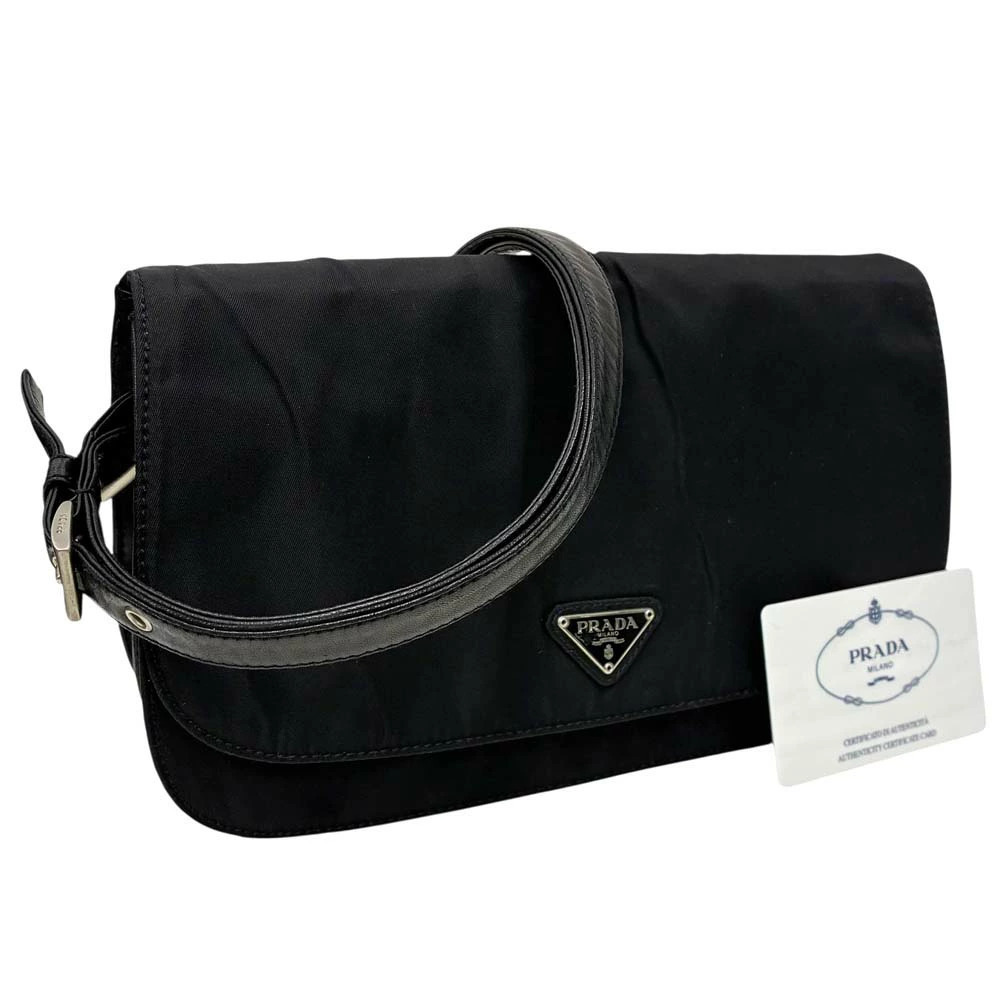 Prada One Shoulder Hobo Bag Black Shoulder Strap